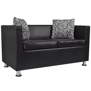 vidaXL Czarna 2 osobowa sofa ze sztucznej skóry - Sofy i kanapy - miniaturka - grafika 1