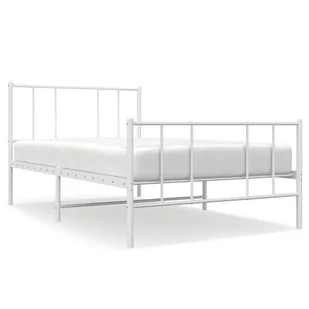 Metalowa rama łóżka z wezgłowiem i zanóżkiem, biała, 90x190 cm Lumarko! - Łóżka - miniaturka - grafika 3