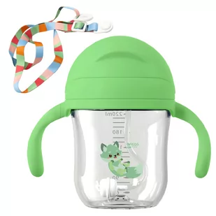 Kubek Ze Słomką Obciążoną Do Nauki Picia, Bidon Sippy - Kolor Zielony - Kubki dla dzieci - miniaturka - grafika 1