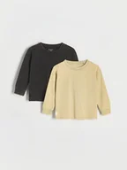 Bluzki dla niemowląt - Reserved - Bawełniany longsleeve 2 pack - jasnozielony - miniaturka - grafika 1