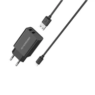 Ładowarki do telefonów - Riversong ładowarka sieciowa SafeKub D2 2x USB 12W czarna + kabel USB - Lightning AD29 + CL85 - miniaturka - grafika 1