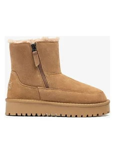 Unisa Skórzane botki "Fuster" w kolorze jasnobrązowym - Botki damskie - miniaturka - grafika 1