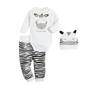 Zebra Komplet Niemowlęcy. Body Z Długim Rękawem + Czapka + Półśpiochy Rozmiar 68 - ubranko - Komplety dla niemowląt - miniaturka - grafika 1
