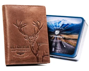 Portfel męski ze skóry naturalnej z jeleniem na prezent - Peterson - Portfele - miniaturka - grafika 1