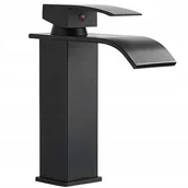 Baterie umywalkowe - Bateria Umywalkowa Nablatowa Lotus Czarna Niska - miniaturka - grafika 1