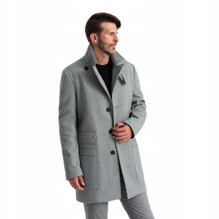 Jednorzędowy męski płaszcz z kieszeniami szary V3 OM-COWC-0108 XL - Płaszcze męskie Jednorzędowy męski płaszcz z kieszeniami szary V3 OM-COWC-0108 XL - Płaszcze męskie - miniaturka - grafika 1