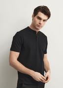 Koszulki męskie - Czarna koszulka polo ze stójką - miniaturka - grafika 1
