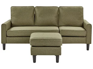 Sofa 3-osobowa z otomaną zielona AVESTA - Sofy i kanapy - miniaturka - grafika 1