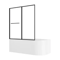 Wanny - VENTE-UNIQUE Wanna z prysznicem biała z przesuwnym parawanem - 240 l - Lewostronna - ANIKA - miniaturka - grafika 1