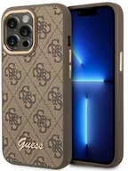 Etui i futerały do telefonów - Guess GUHCP14XHG4SHW iPhone 14 Pro Max 6,7" brązowy/brown hard case 4G Vintage Gold Logo - miniaturka - grafika 1