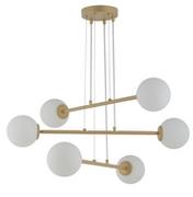 Lampy sufitowe - Sigma nowoczesny złoty żyrandol do salonu 33370 BALANS 6 lampa wisząca klosze białe kule do sypialni 33370 - miniaturka - grafika 1