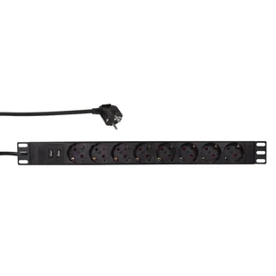 LogiLink PDU8C02 rozdzielacz zasilania PDU 8 x gniazdo sieciowe 1U Czarny - Przedłużacze i rozgałęźniki - miniaturka - grafika 1