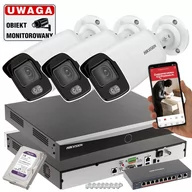 Zestawy do monitoringu - 3 kamery z rejestratorem Hikvision DS-2CD2027G2-L(2.8MM)(C) FullHD ColorVu Acusense IR40 - miniaturka - grafika 1