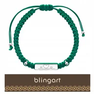 Bransoletki - BLINGART Bransoletka damska Z GRAWEREM na zielonym sznurku REGULOWANA - miniaturka - grafika 1
