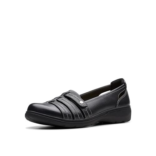 Clarks Carleigh Eliza płaskie klapki damskie, Czarna skóra, 39 eu