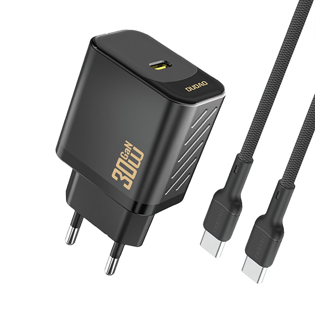Ładowarka sieciowa USB-C z kablem USB-C GaN PD 30W - czarna Ładowarka sieciowa USB-C z kablem USB-C GaN PD 30W - czarna