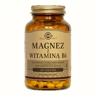 Magnez z Witaminą B6 100 tabl. (Solgar) - Witaminy i minerały - miniaturka - grafika 1