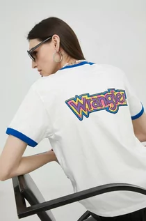 Koszulki sportowe damskie - Wrangler t-shirt bawełniany kolor biały - grafika 1