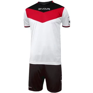Dresy męskie - Komplet piłkarski dla dorosłych Givova Kit Campo biało-czerwono-czarny - grafika 1