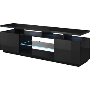 Szafka RTV EVA 180x40x52 czarny/czarny połysk - Szafki RTV - miniaturka - grafika 1