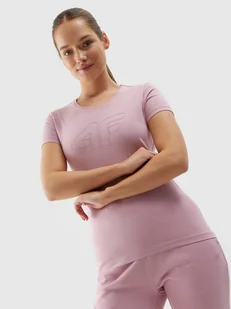 T-shirt elastyczny slim gładki damski 4F - Koszulki i topy damskie - miniaturka - grafika 1