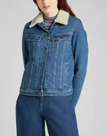 Kurtki damskie - Lee Sherpa Rider Damska Kurtka Jeansowa Logo Worn Iris L54Vmwqw-L - miniaturka - grafika 1