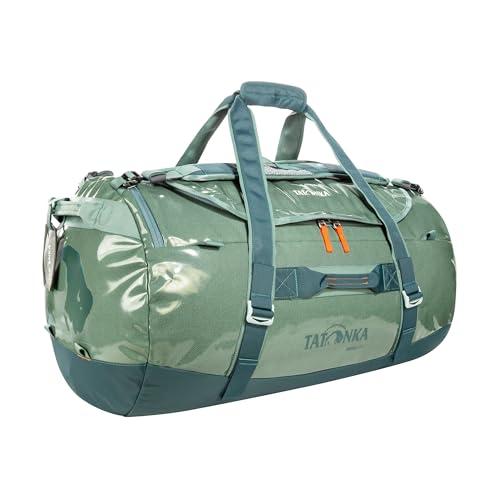 Tatonka Barrel 85 l - wodoodporna torba podróżna z funkcją plecaka, dużym otworem, wyściełanym dnem i zamykanym zamkiem błyskawicznym, Sage Green, 85 Liter, Wytrzymała torba podróżna z chowanymi
