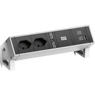Listwy zasilające - BACHMANN DESK2 2xCH 1xUSB A/C 22W, 0,2m GST18 INOX Szwajcaria - miniaturka - grafika 1