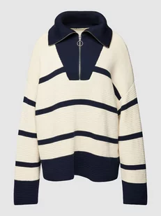 Sweter z dzianiny z kołnierzem model ‘BRETON’ - Swetry damskie - miniaturka - grafika 1