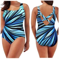 Stroje kąpielowe - Jednoczęściowy strój kąpielowy plus size monokini kostium na plaże print XL - miniaturka - grafika 1