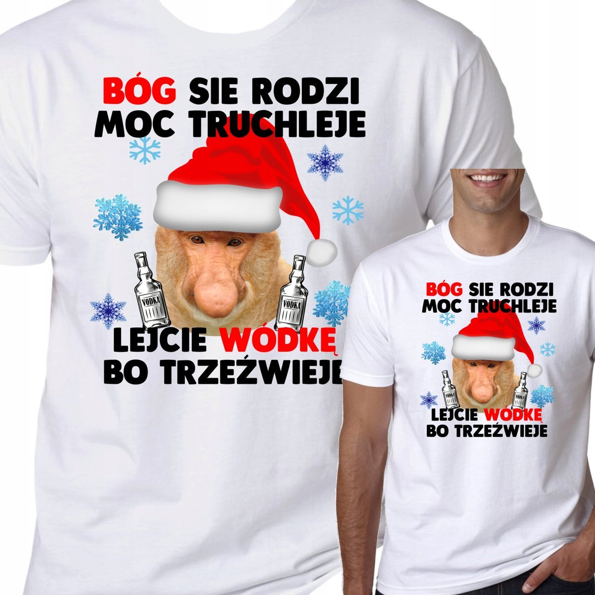 ŚWIĄTECZNA KOSZULKA MĘSKA NOSACZ ŚMIESZNA L 3134