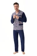 Piżamy damskie - Piżama męska LUNA kod 797 rozpinana granatowa w kratkę  4XL - miniaturka - grafika 1