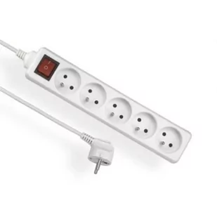 Elgotech Przedłużacz 5 gniazdowy z uziemienia i wyłącznikiem 3x1 1,5m Biały EPS-501,5W - Przedłużacze i rozgałęźniki - miniaturka - grafika 1
