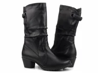 Botki damskie - Wysokie botki damskie skórzane - AXEL 4293, czarne - miniaturka - grafika 1