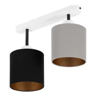 Lampy sufitowe - Lampa sufitowa biała dwupunktowy spot z szaro-czarnymi abażurami C-3306WE-SCGR E27 - miniaturka - grafika 1