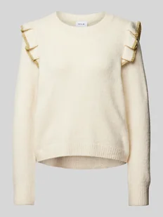 Sweter z dzianiny z falbanami model ‘NANZYL’ - Swetry damskie - miniaturka - grafika 1