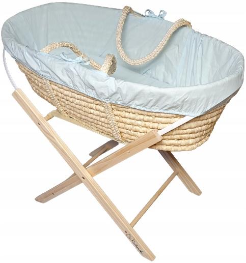 Cichoszki Zestaw Premium z pościelą Kosz Materac 3cm Stojak naturalny