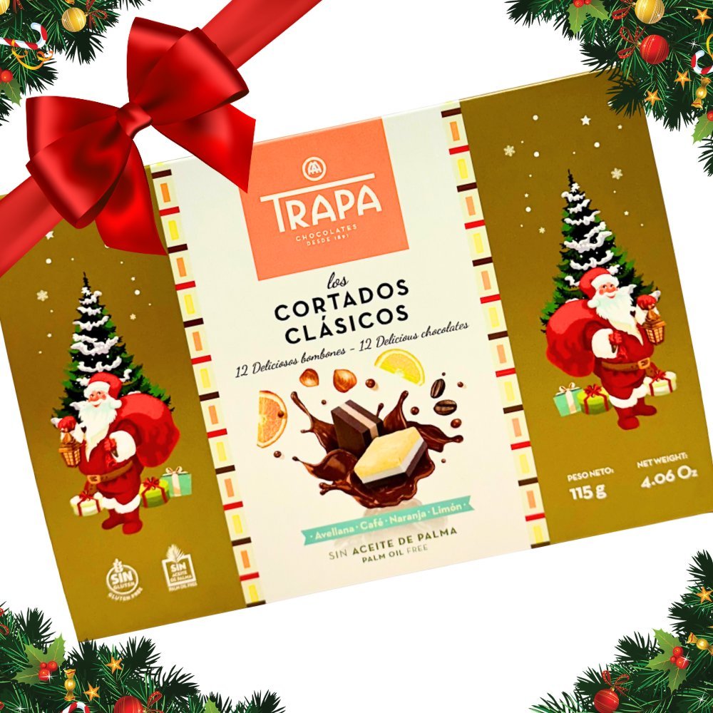 Bombonierka z czekoladkami klasyczna 4 smaki WERSJA ŚWIĄTECZNA bez glutenu 115g Trapa