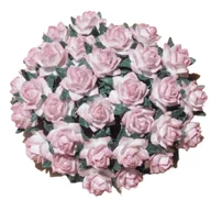 Zabawki kreatywne - Kwiaty RÓŻE papierowe STAR dwutonowe różowo-kremowe 12mm - 100 szt - miniaturka - grafika 1