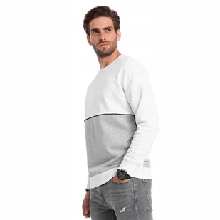 Bluza męska OVERSIZE z kontrastowym łączeniem kolorów biało-szara V1 B1673 - Bluzy męskie Bluza męska OVERSIZE z kontrastowym łączeniem kolorów biało-szara V1 B1673 - Bluzy męskie - miniaturka - grafika 1