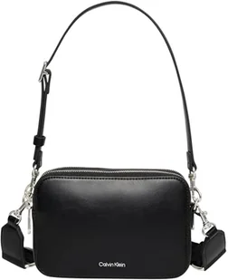 Calvin Klein Damska torba na aparat z podwójnym paskiem LV04F3165G Crossover, czarna (czarny/stary srebrny), jeden rozmiar, Czarny (czarny/stary srebrny), Rozmiar Uniwersalny - Torebki damskie - miniaturka - grafika 1