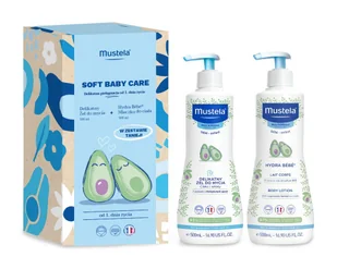 Mustela Zestaw Delikatny żel do mycia, 500 ml + Mleczko do ciała, 500 ml - Kosmetyki kąpielowe dla dzieci - miniaturka - grafika 1
