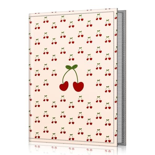 Fintie Album na zdjęcia 4x6, 52 kieszonki, mały, okładka z wegańskiej skóry premium, przenośny album portfelowy rodzinny, ślubny, zalotne wisienki (Coquette Cherries)