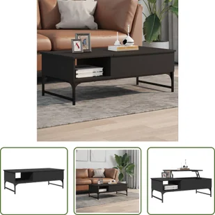 The Living Store stolik kawowy czarny 100x50x35 cm materiał drewnopochodny i metal - Ławy i stoliki kawowe - miniaturka - grafika 1