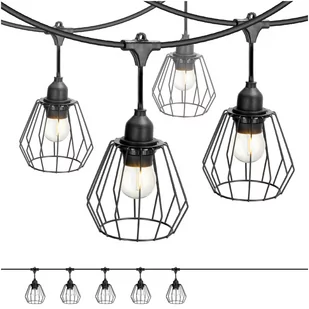 ZESTAW CRETE Girlanda ogrodowa 5m + kabel 10m + 5x klosz czarny D1 + żarówki - Lampy ogrodowe - miniaturka - grafika 1