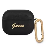 Akcesoria do słuchawek - Guess GUAPSASMK AirPods Pro cover czarny/black Saffiano Script Metal Collection - miniaturka - grafika 1