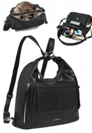 Torebki damskie - Damski Plecak Torebka Shopper 2w1 LUIGISANTO CZarna Dwukomorowa - miniaturka - grafika 1