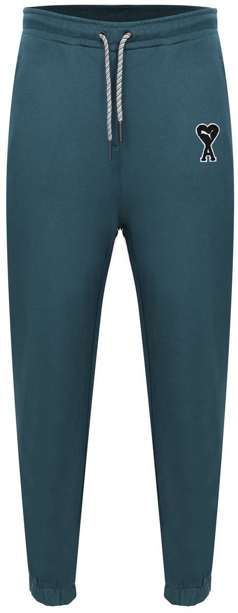 PUMA - SPODNIE DRESOWE - AMI SWEATPANTS 535996-24 zielone bawełna