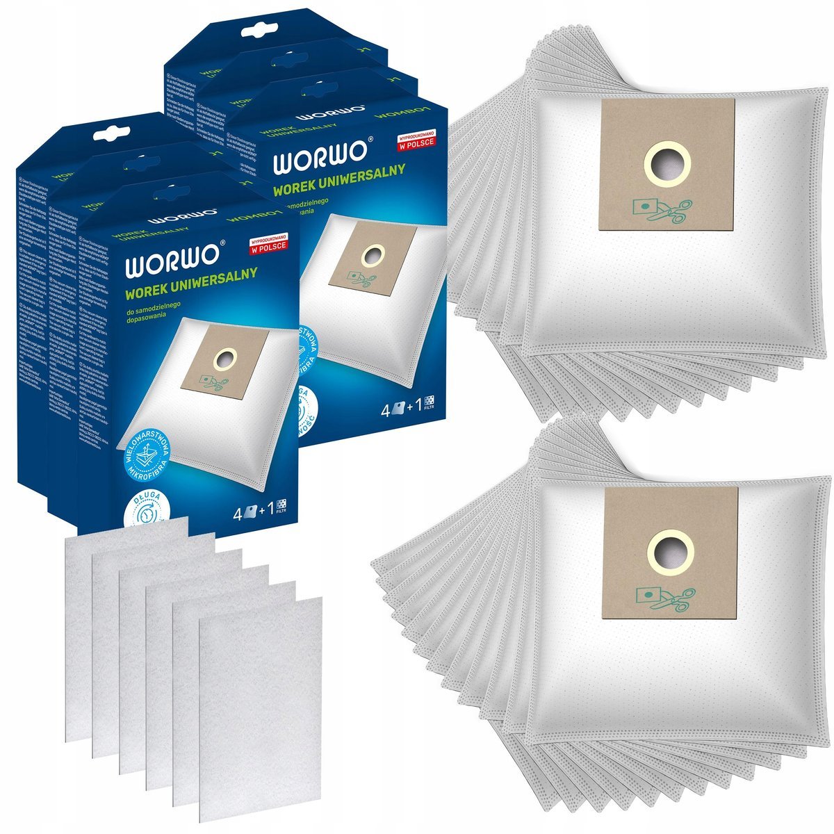 24 Uniwersalne Worki Do Odkurzacza + Filtr Wlotowy