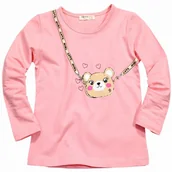 Bluzki dla dziewczynek - Bluzka NADRUK Miś Torebka LONGSLEEVE Rękaw 104 - Inny producent - miniaturka - grafika 1